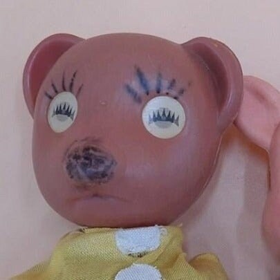 Rare Vintage toy Set of 4 Finger Puppets & 2 shops Heads 40s and 50s era owl elephant
