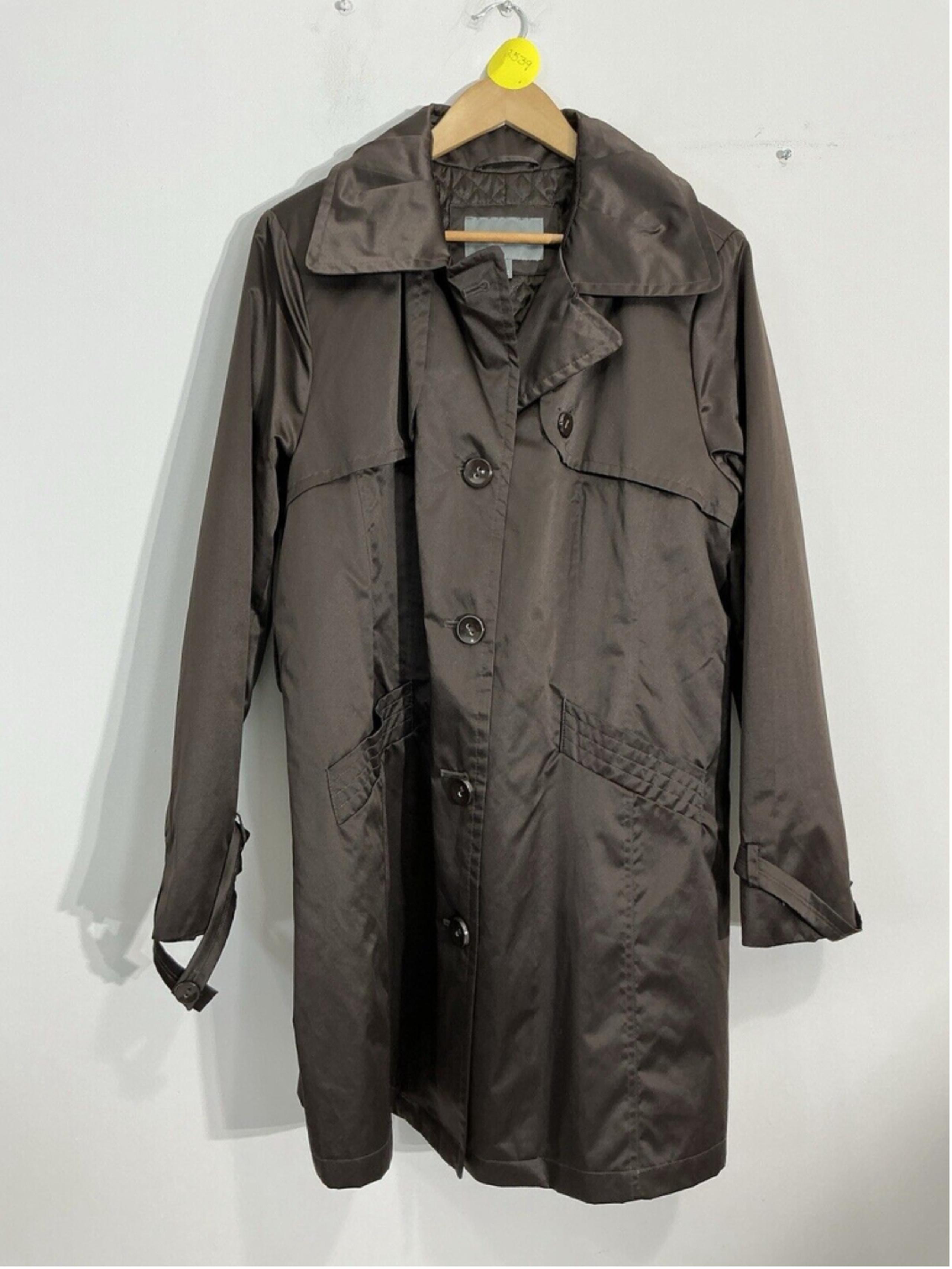 Womans Apt 9 Size XL Brown Button Up Lined Trench Coat