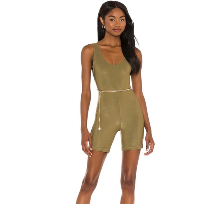 WeWoreWhat Scoop Romper in Olive Green