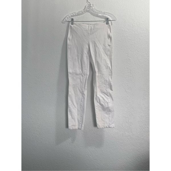 Lafayette 148 white jeans jeggings sz p pull on capri