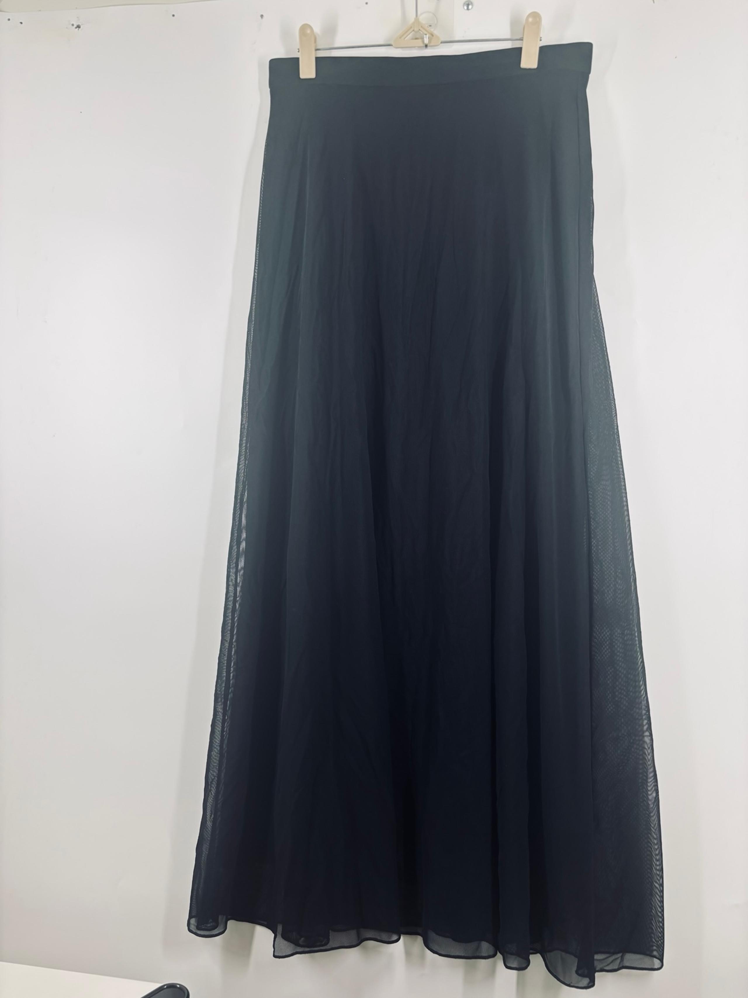 Tadashi Shoji Vintage Mesh Overlay Ruffle Maxi Skirt Paper Tag Black 12