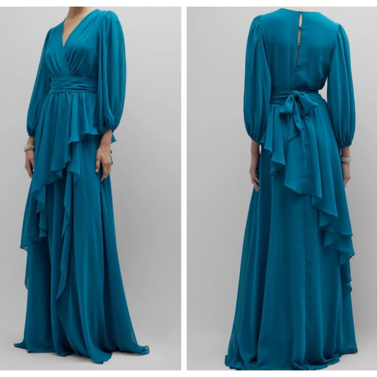 Rickie Freeman Teri Jon Evening Gown 10 Draped Ruffle Dress Special Occasion