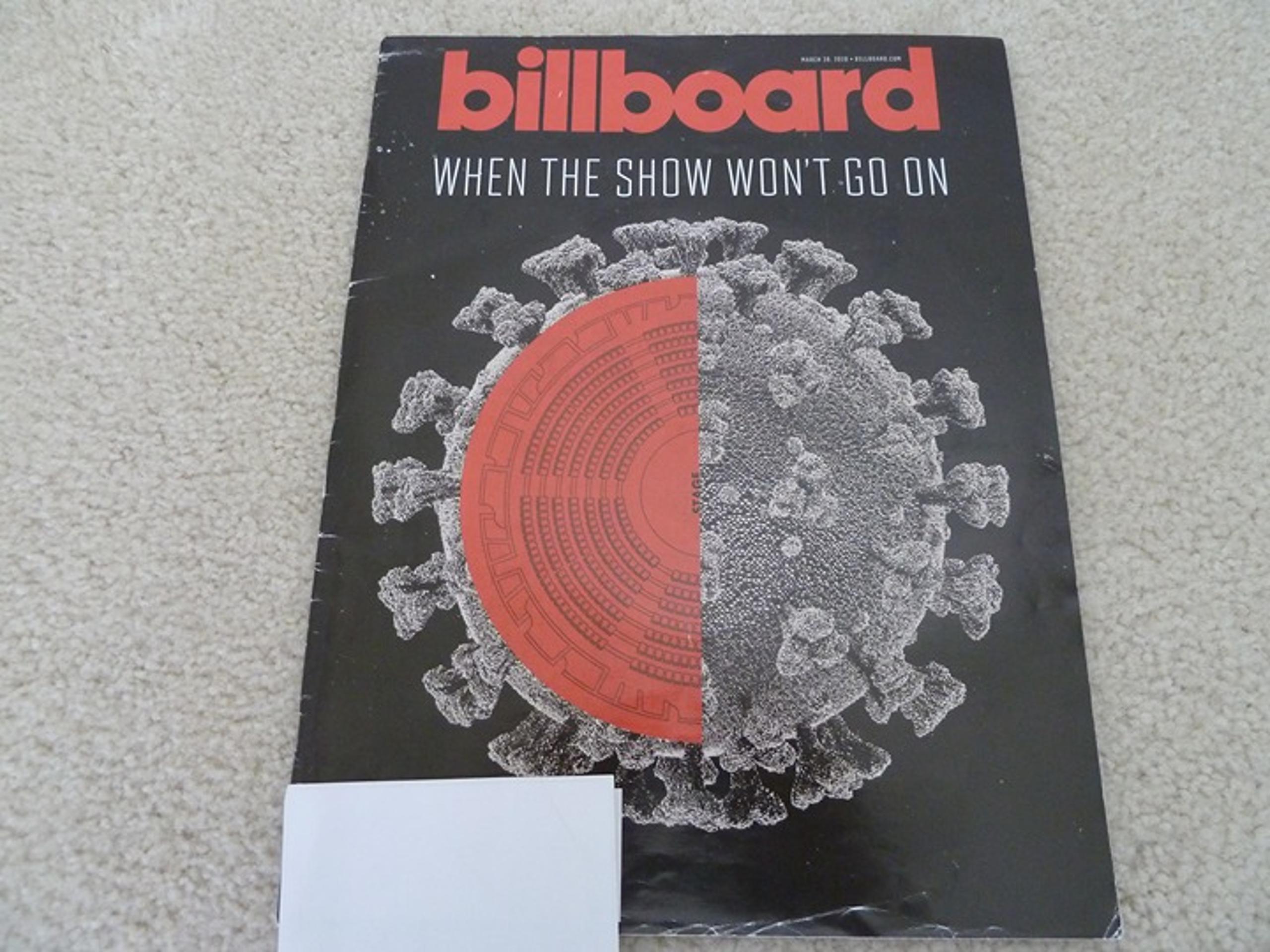 Billboard Magazine dated 28 March 2020 Covid 19 Special on the cover