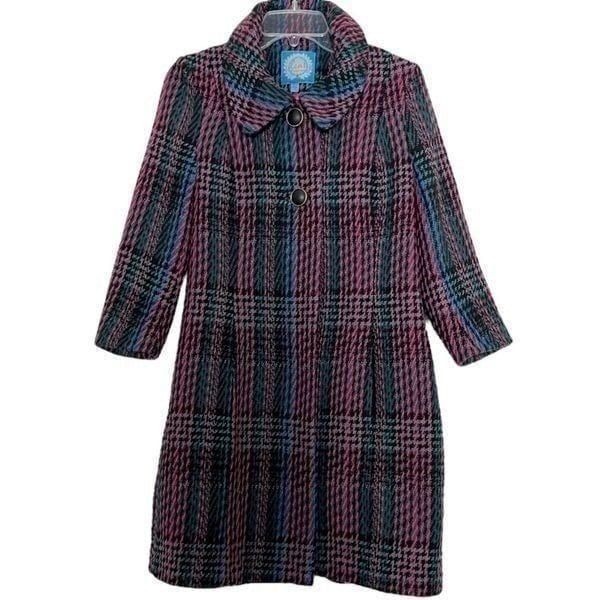 Plenty by Tracy Reese Coat Anthropologie Wool Blazing Bright Tartan Plaid Small