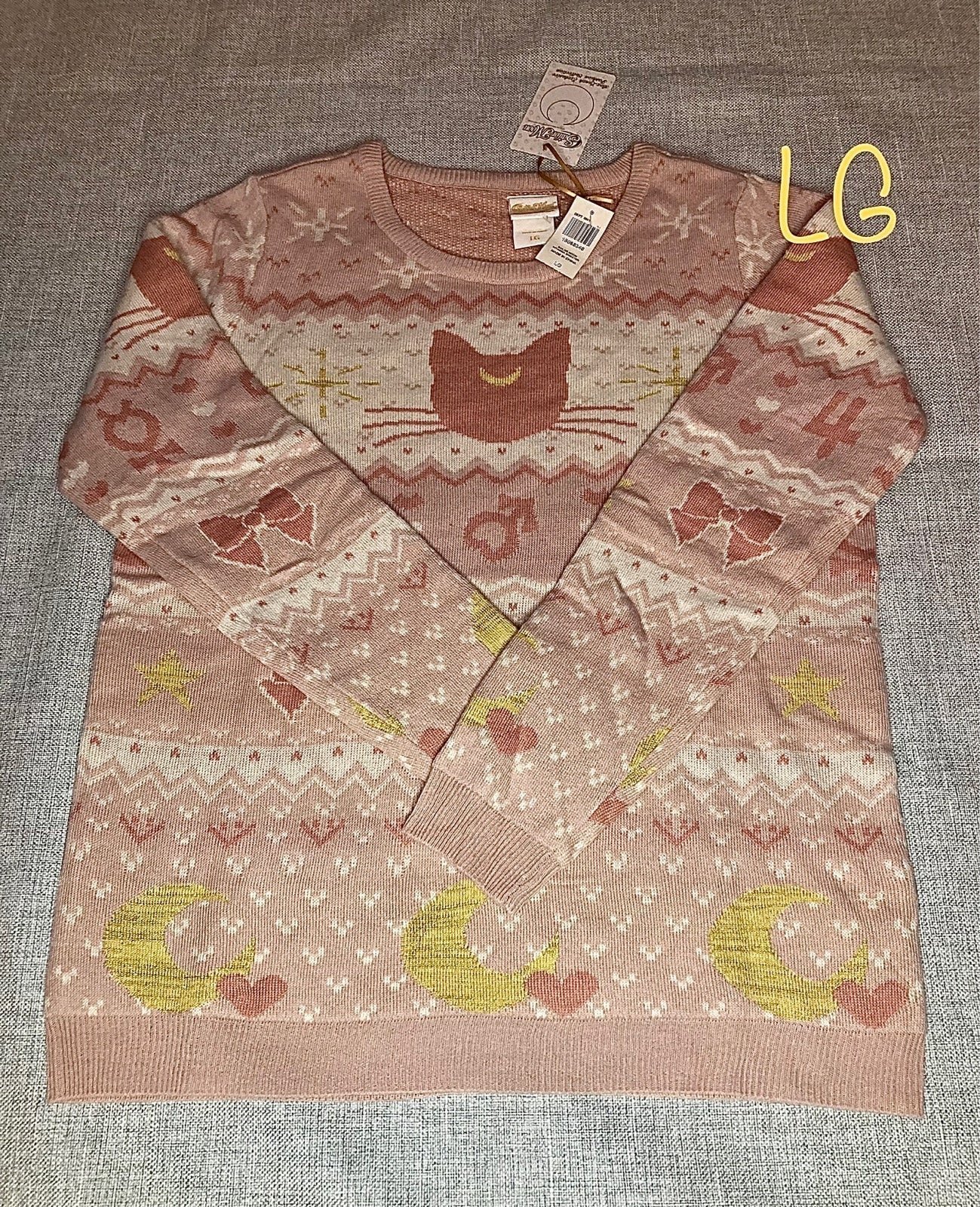 LG Sailor Moon Luna & Sailor Guardian Symbols Women's Holiday Sweater
