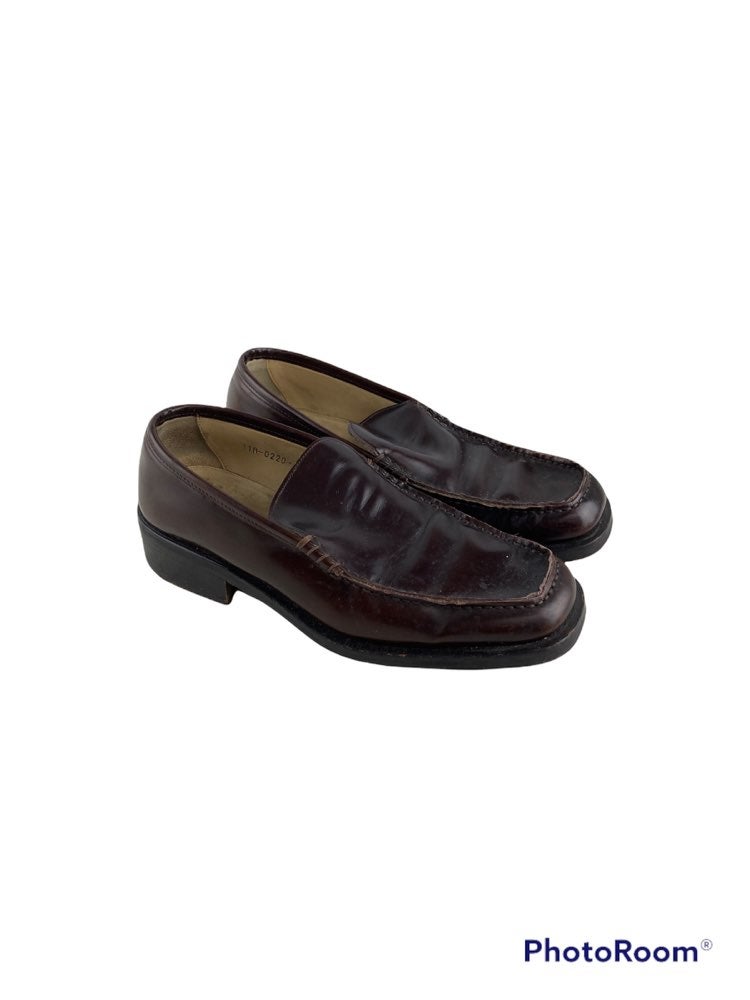 Gucci Men's Brown Leather Square Toe Loafers Size 7.5 D