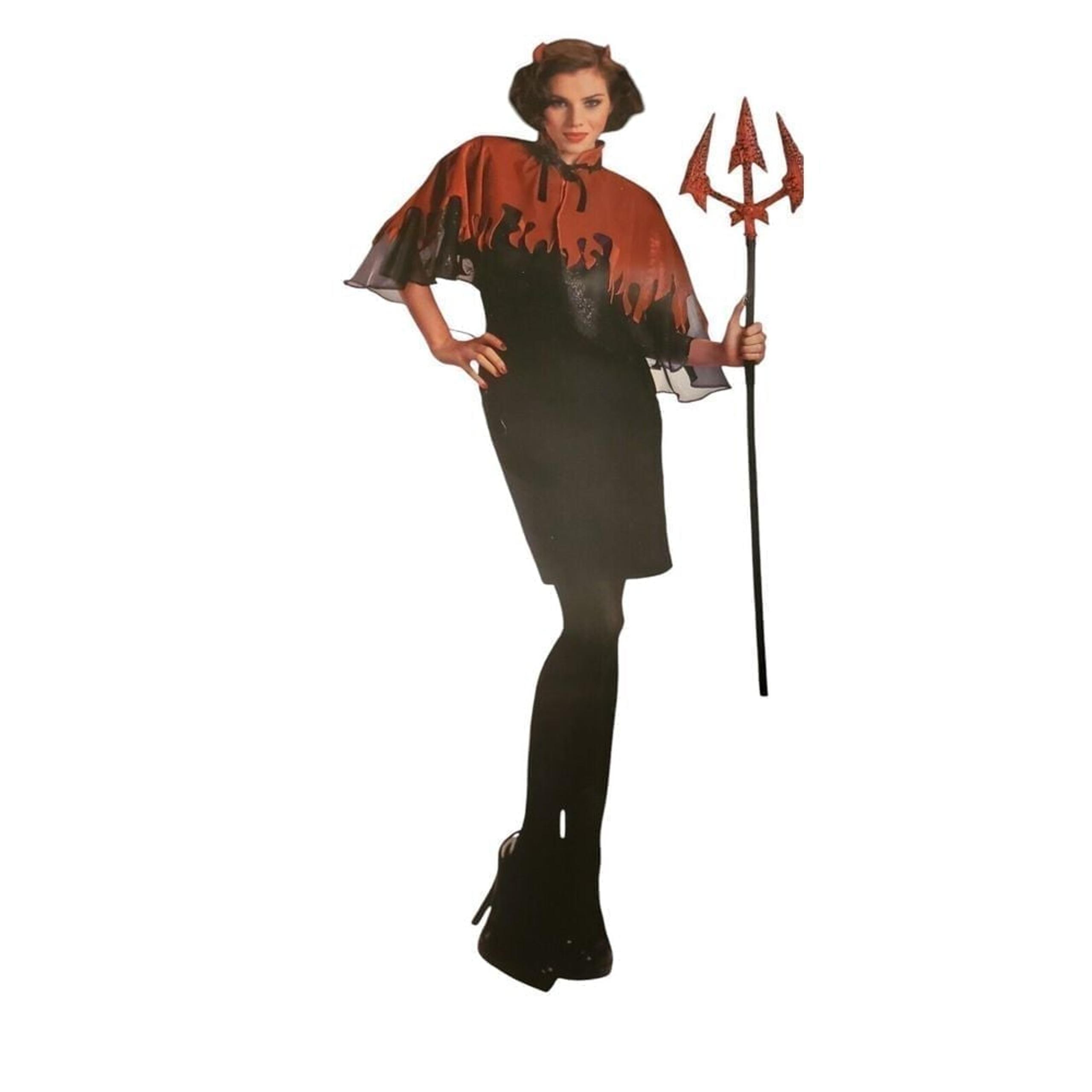 Creepy Adult Devil Cape Horns Witch Costume Cosplay Halloween Size One Party