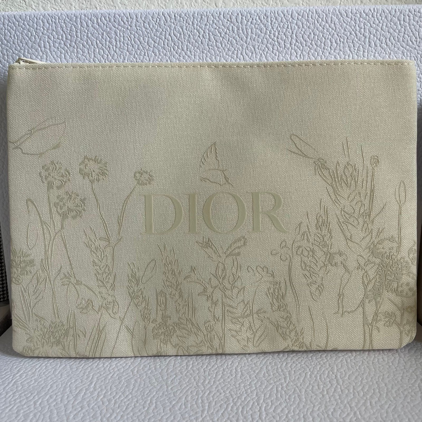 Dior Floral Motif Flat Zipper Pouch
