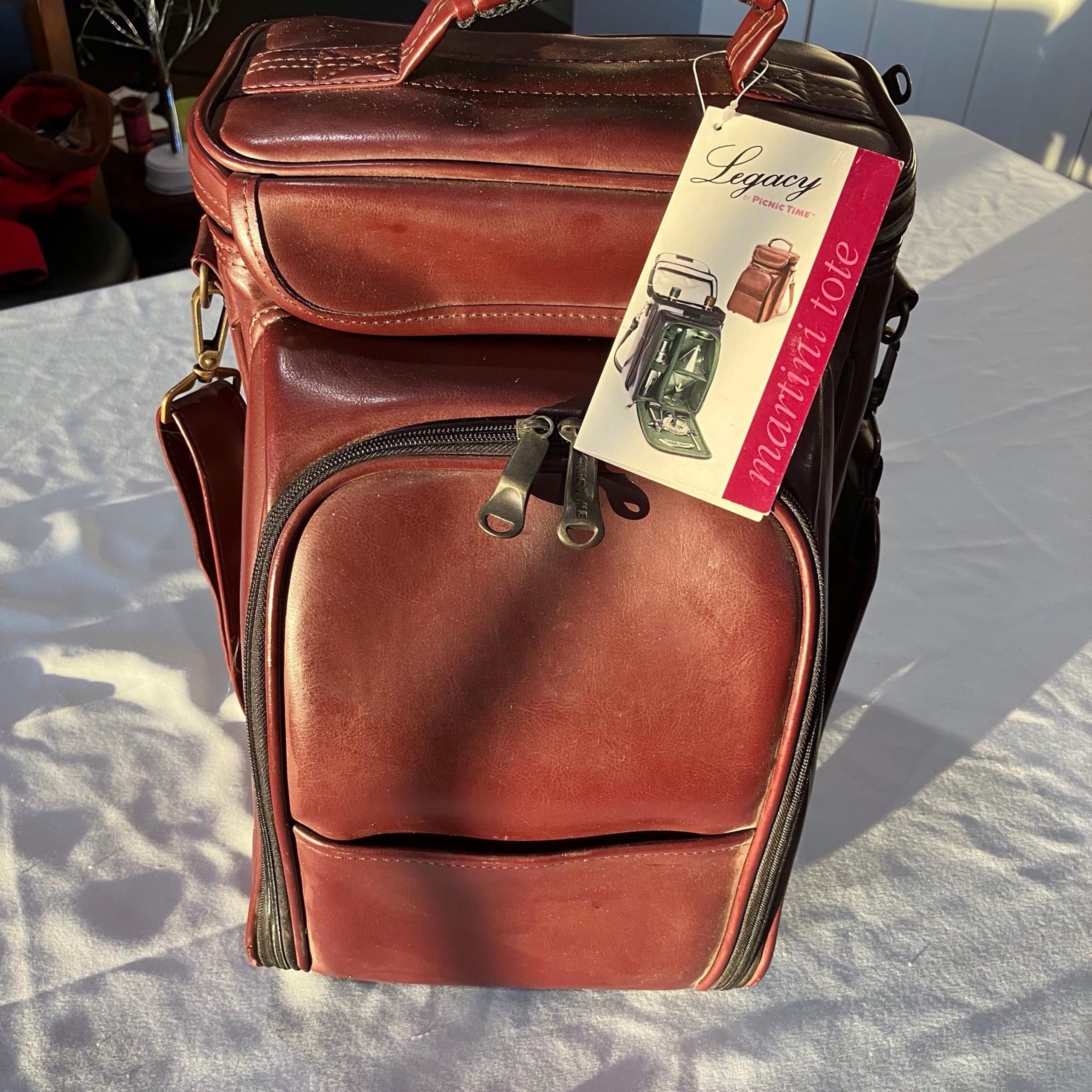 LEGACY MARTINI TOTE by picnic time insulated 2 bottle case NWT brown accessories