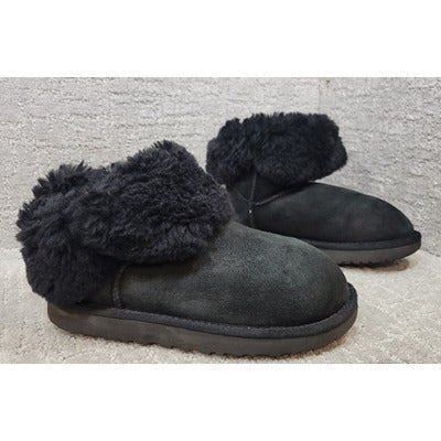 UGG Bailey Button II 1016226 Women's Size 6 Black Suede Fur Lined Warm Boots