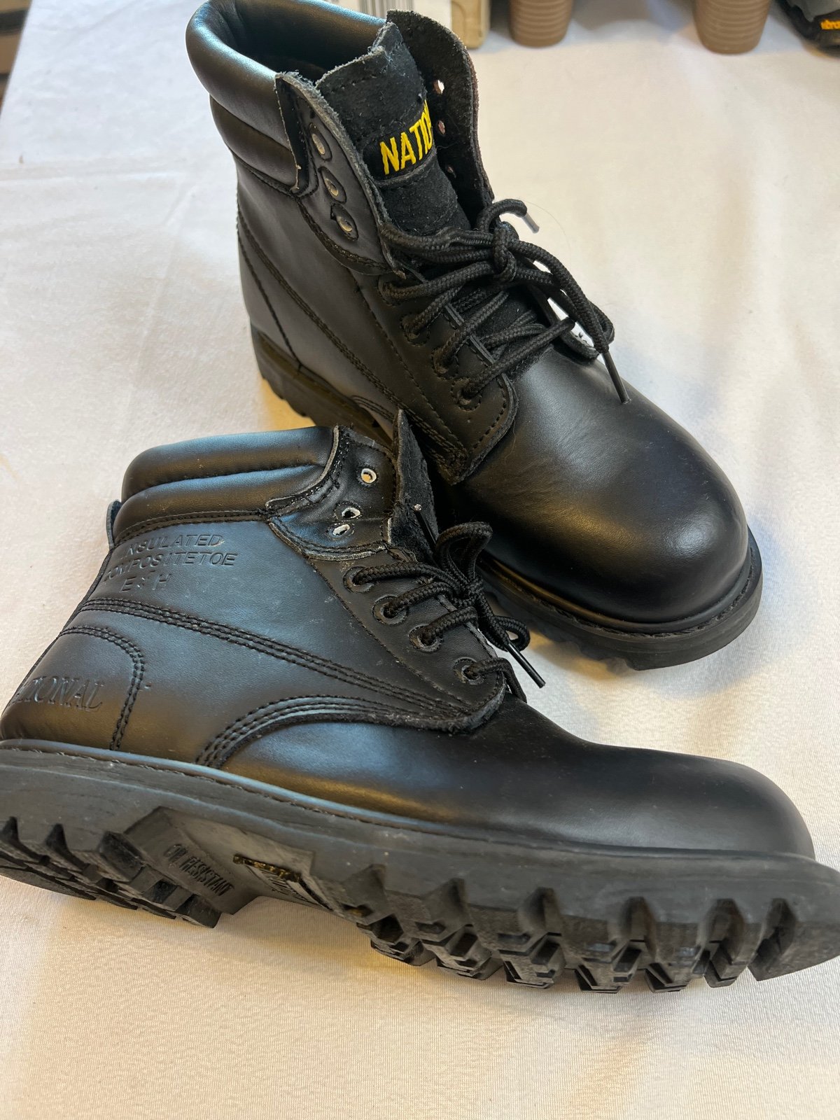 black composite toe boots