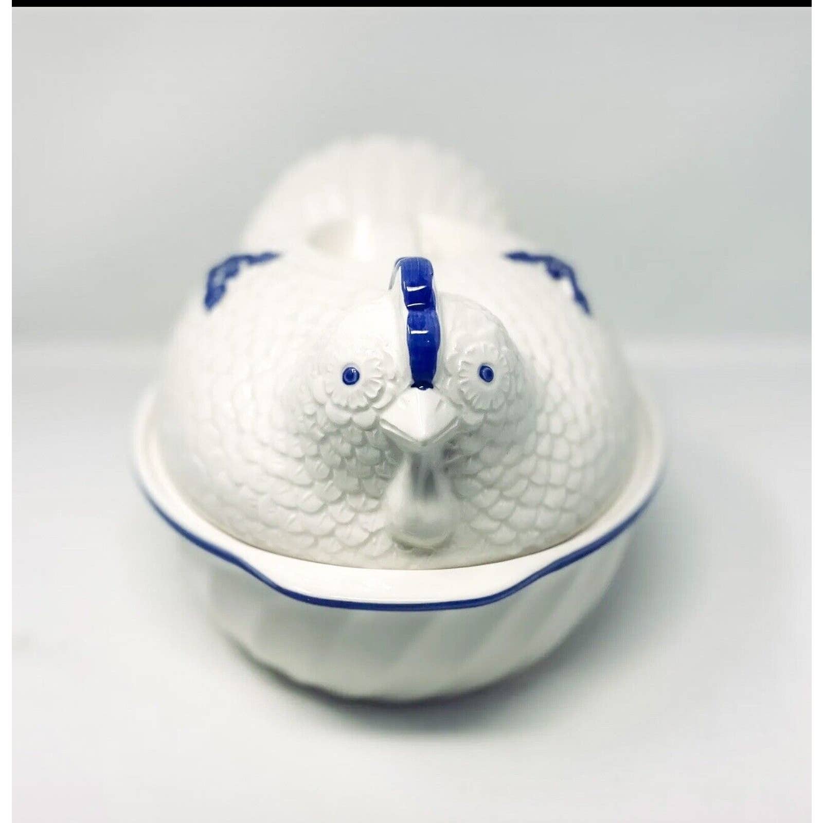 1980s Porcelain Hen Covered Serving Dish. HIMARK COUNTY FARE.