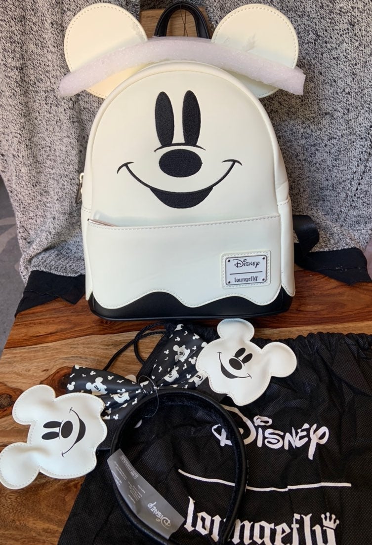 Loungefly GITD Disney Ghost Mickey Mini Backpack & Ears