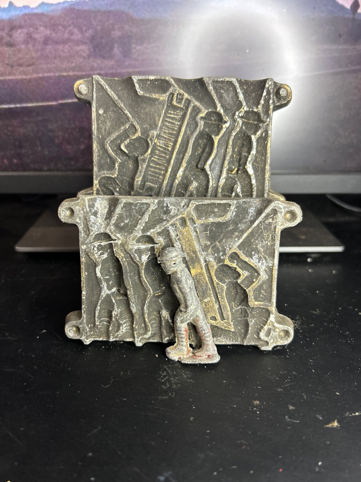 Antique Lead Soldier Mold with lead soldier
