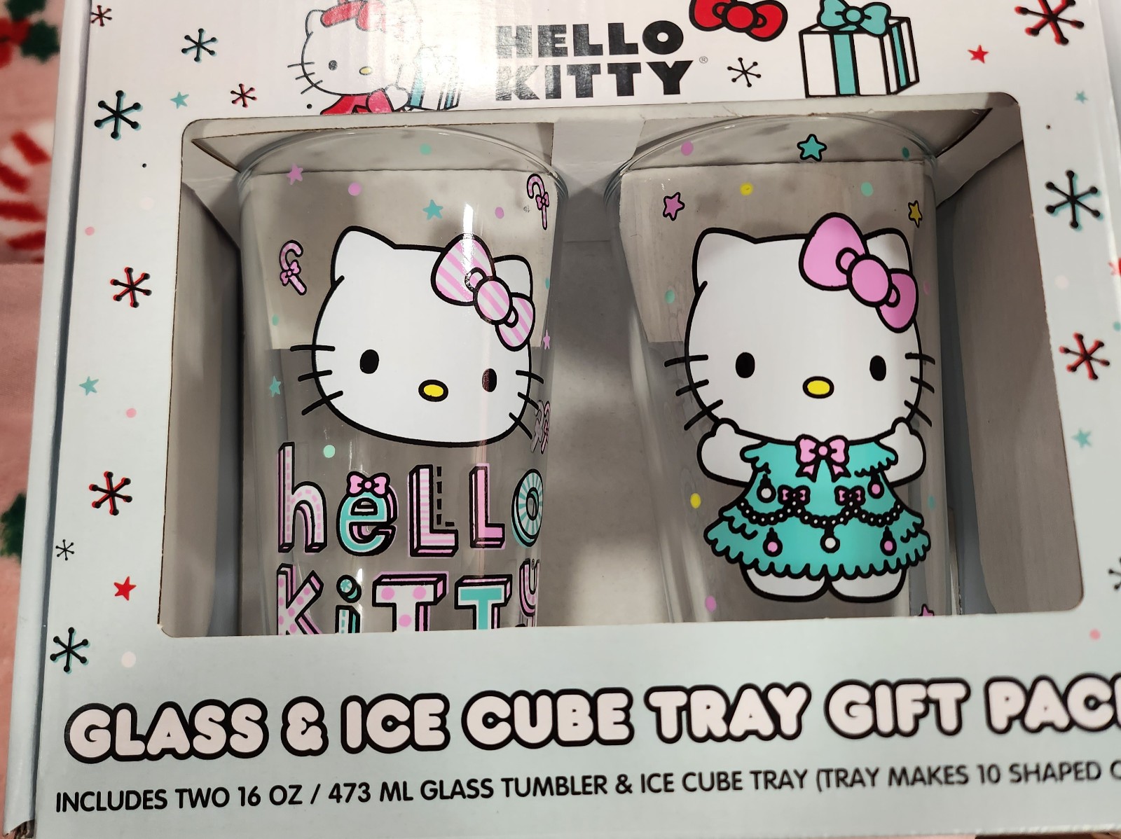 Hello Kitty Christmas glass and ice cube tray