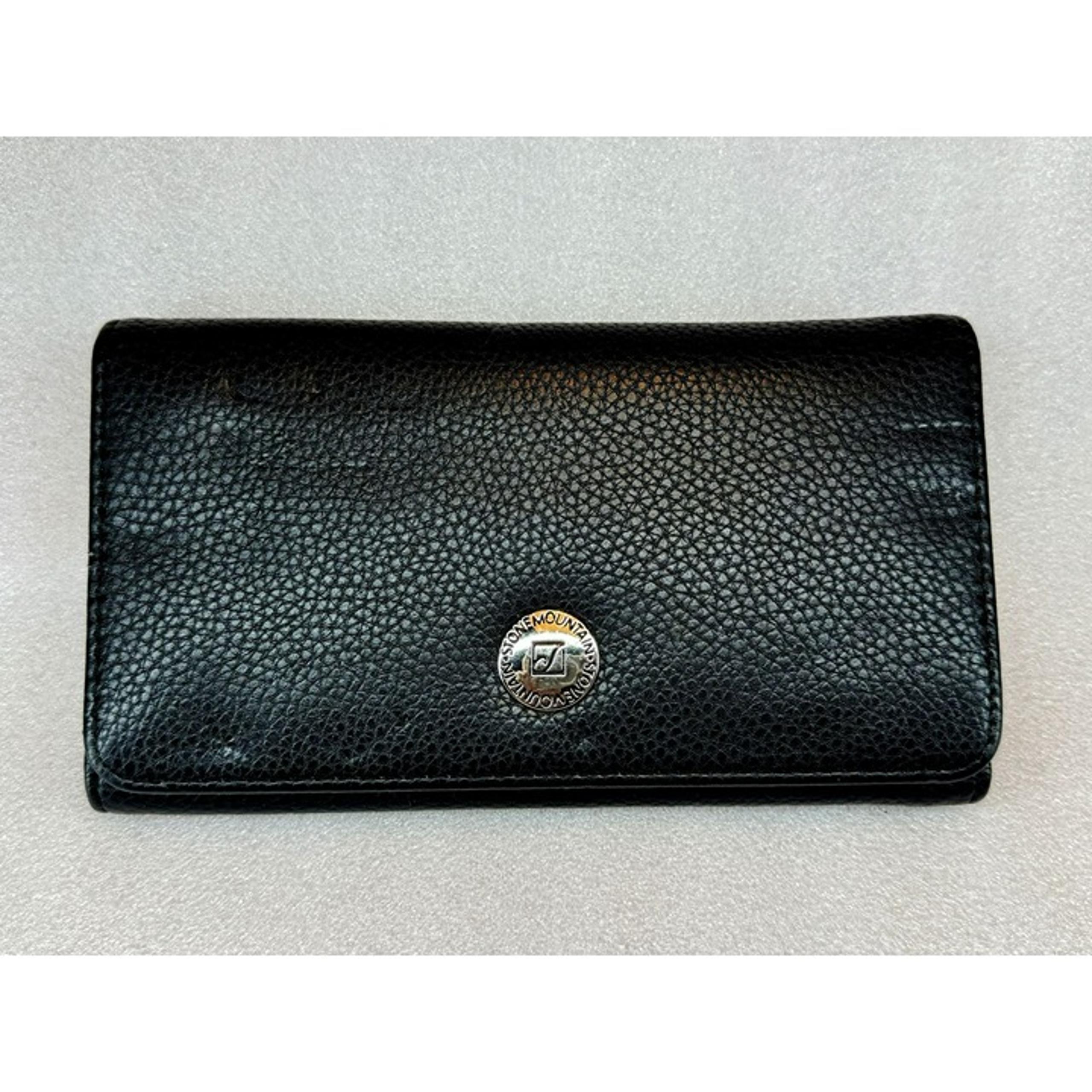 Stone Mountain Black Pebbled Leather Trifold Wallet Snap Closure & Zip Pocket