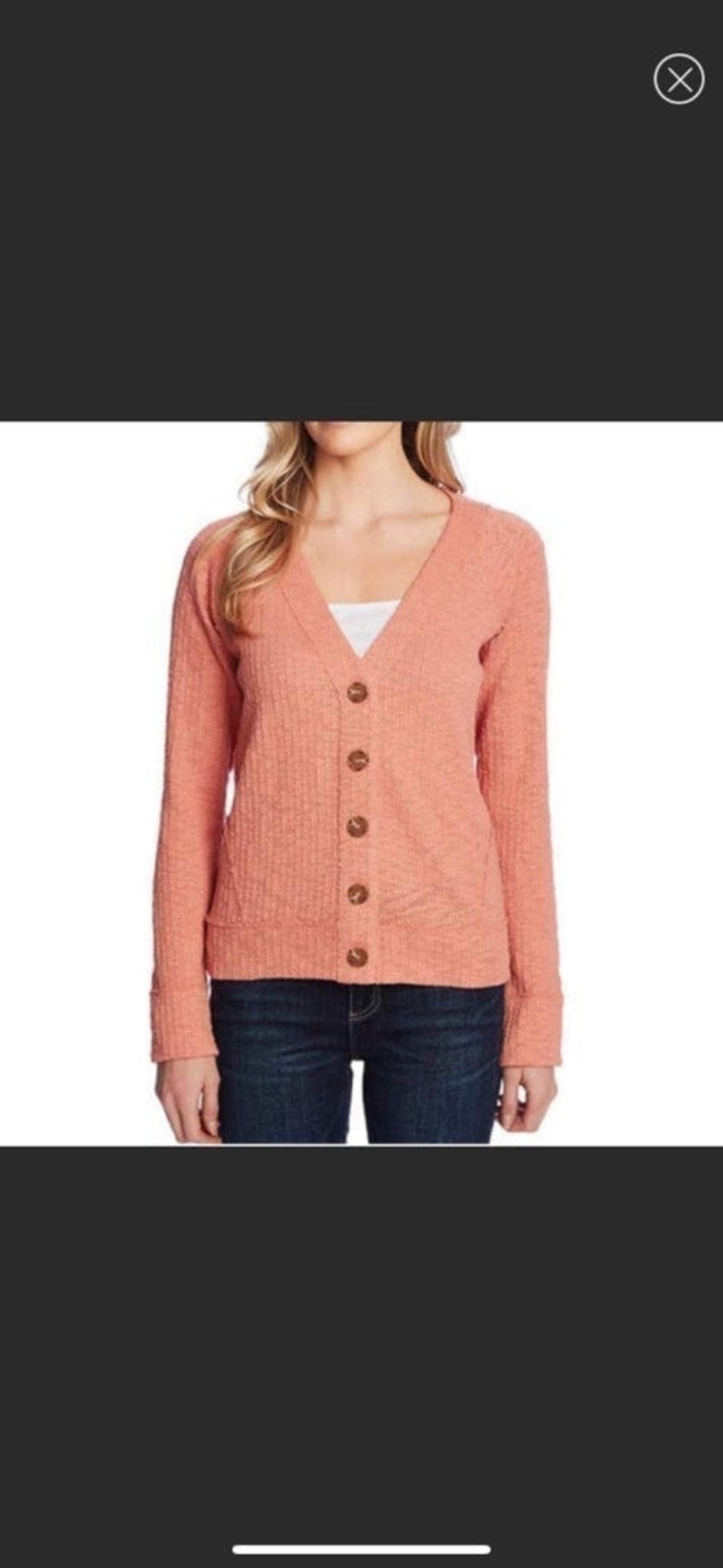 Women’s Two by Vince Camuto coral pink button front cardigan sweater