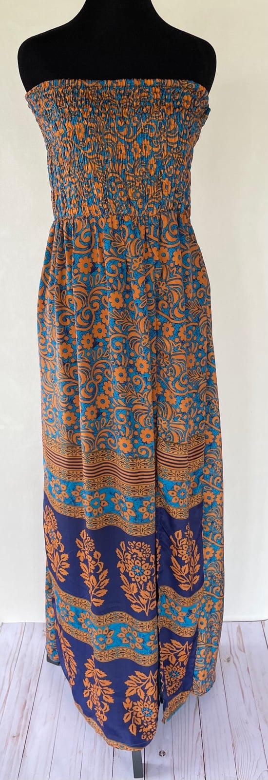 RAGA ANTHROPOLOGIE Strapless Maxi Dress Size Large Boho Hippie Festival Beach