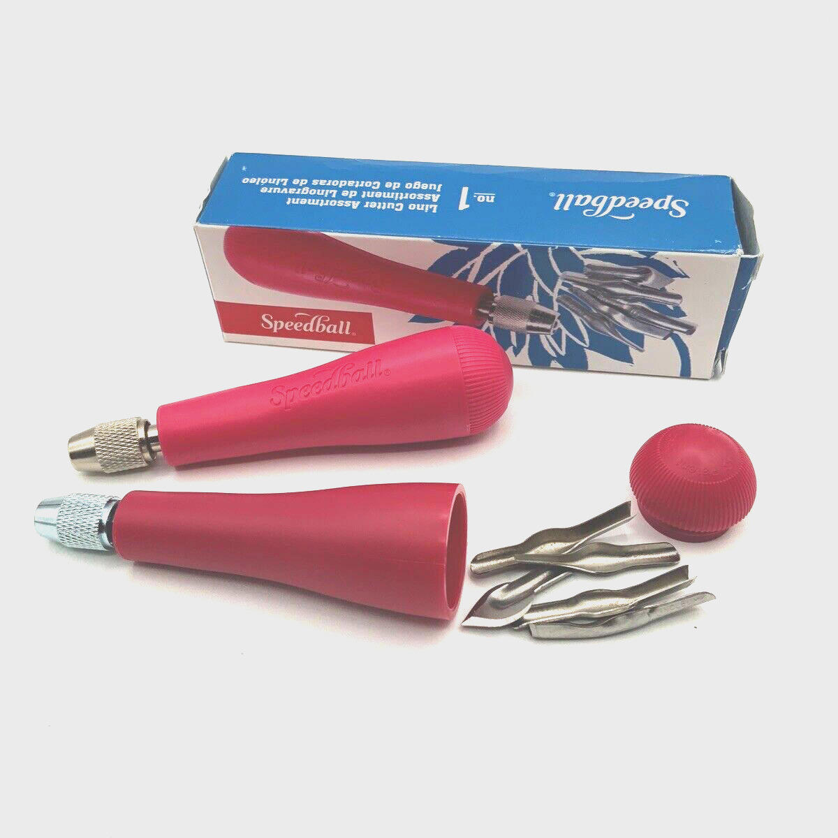 Lot of 2 Speedball Lino Cutter Handles with Five Blades in Each
