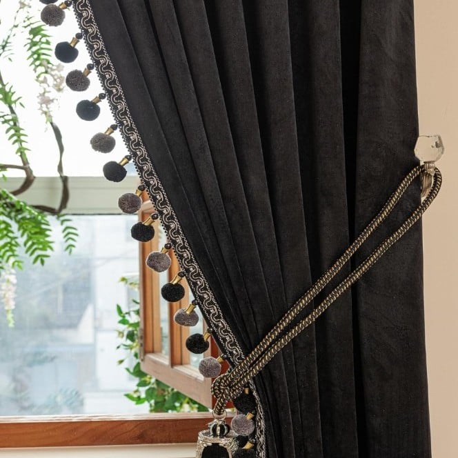 Luxury Velvety Pom Pom Plush Panels 50 x 84