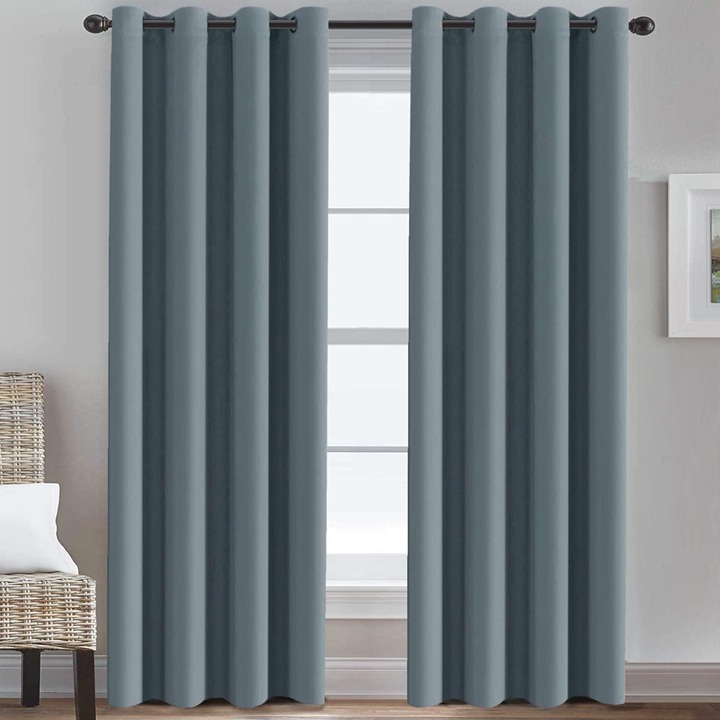 Window Curtains, Patio Sliding Glass Door Curtain (Stone Blue)-AR4