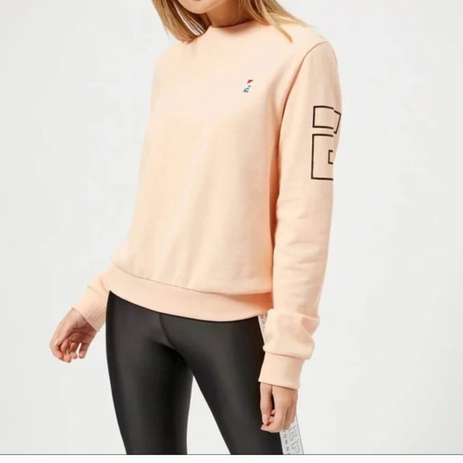 P.E. NATION Moneyball Logo Graphic Crewneck Sweatshirt in Nude Pink
