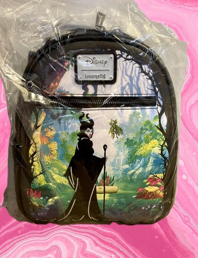 Exclusive Loungefly Maleficent Faerie Garden mini backpack new villians bag