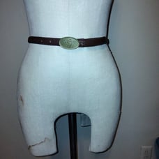 Polo Vintage 80's Ralph Lauren Brown Leather Belt Rare Brass Logo Buckle S