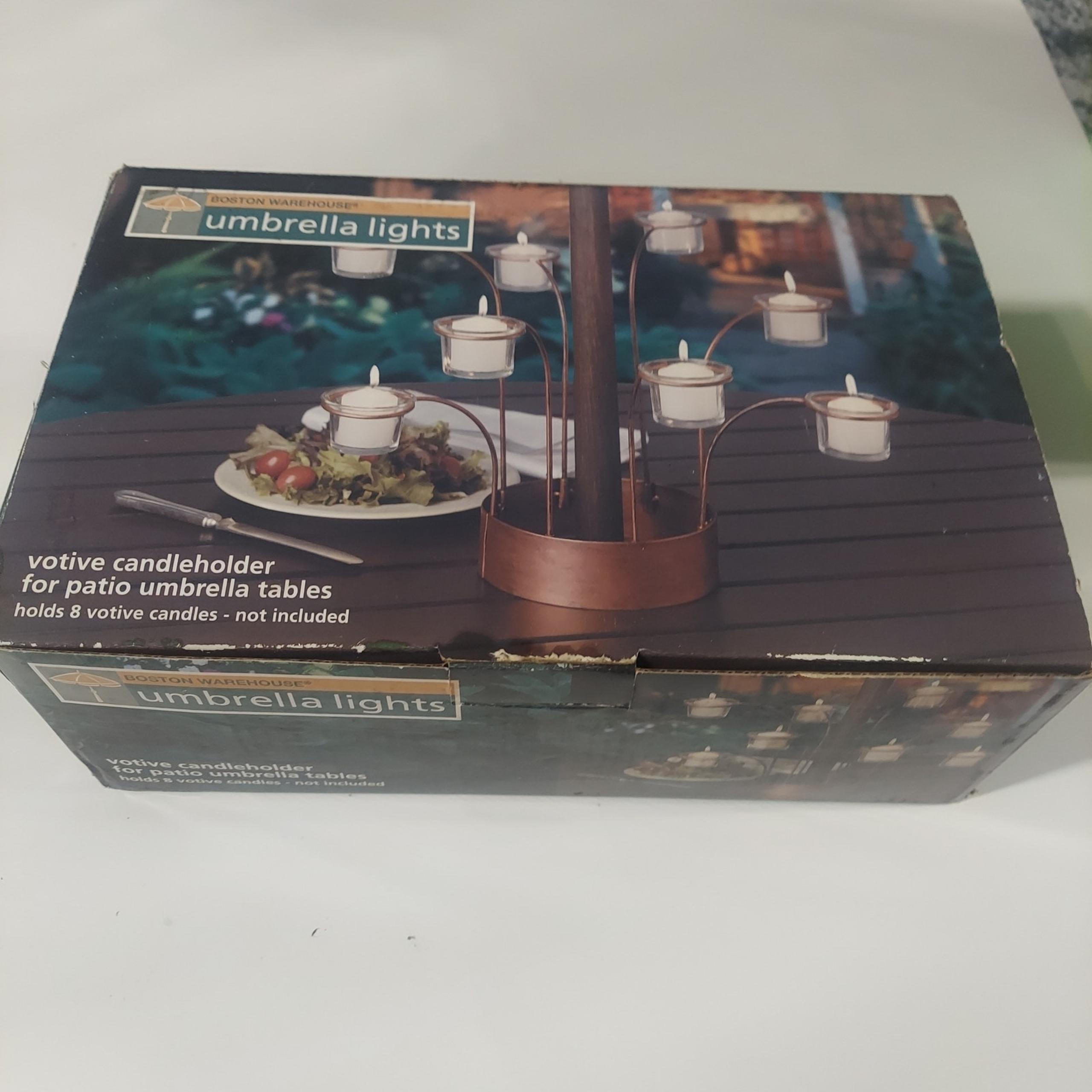Boston Warehouse Patio Table Umbrella Lights Votive Candleholder