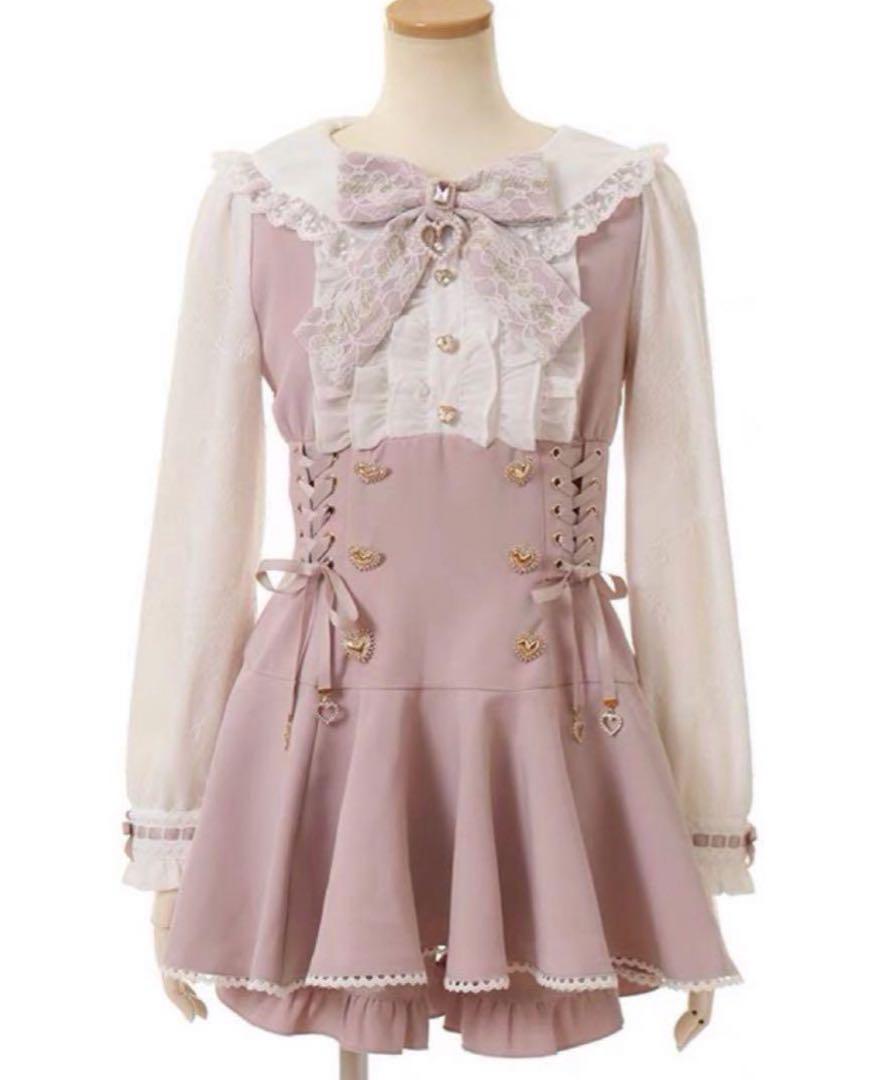 LIZLISA Liz Lisa Frill Ribbon Set Up Pink