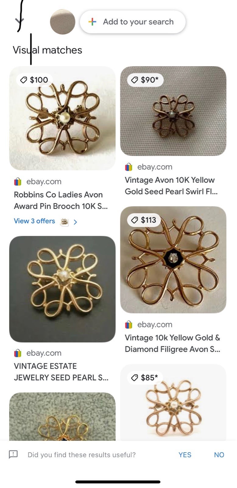 Vintage 10k solid gold Avon service award pearl pin shops