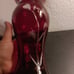 GORGEOUS RARE Anchor Hocking 10.5 Cranberry Glass Vase with Clear Hearts.