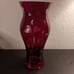GORGEOUS RARE Anchor Hocking 10.5 Cranberry Glass Vase with Clear Hearts.