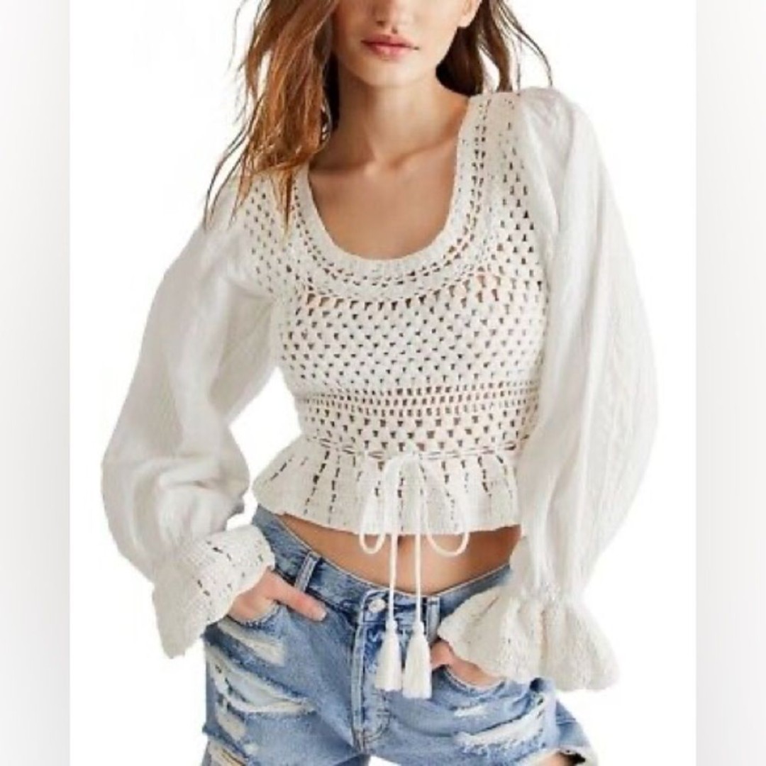Free People NWOT Megan Crochet Top- Size XS
