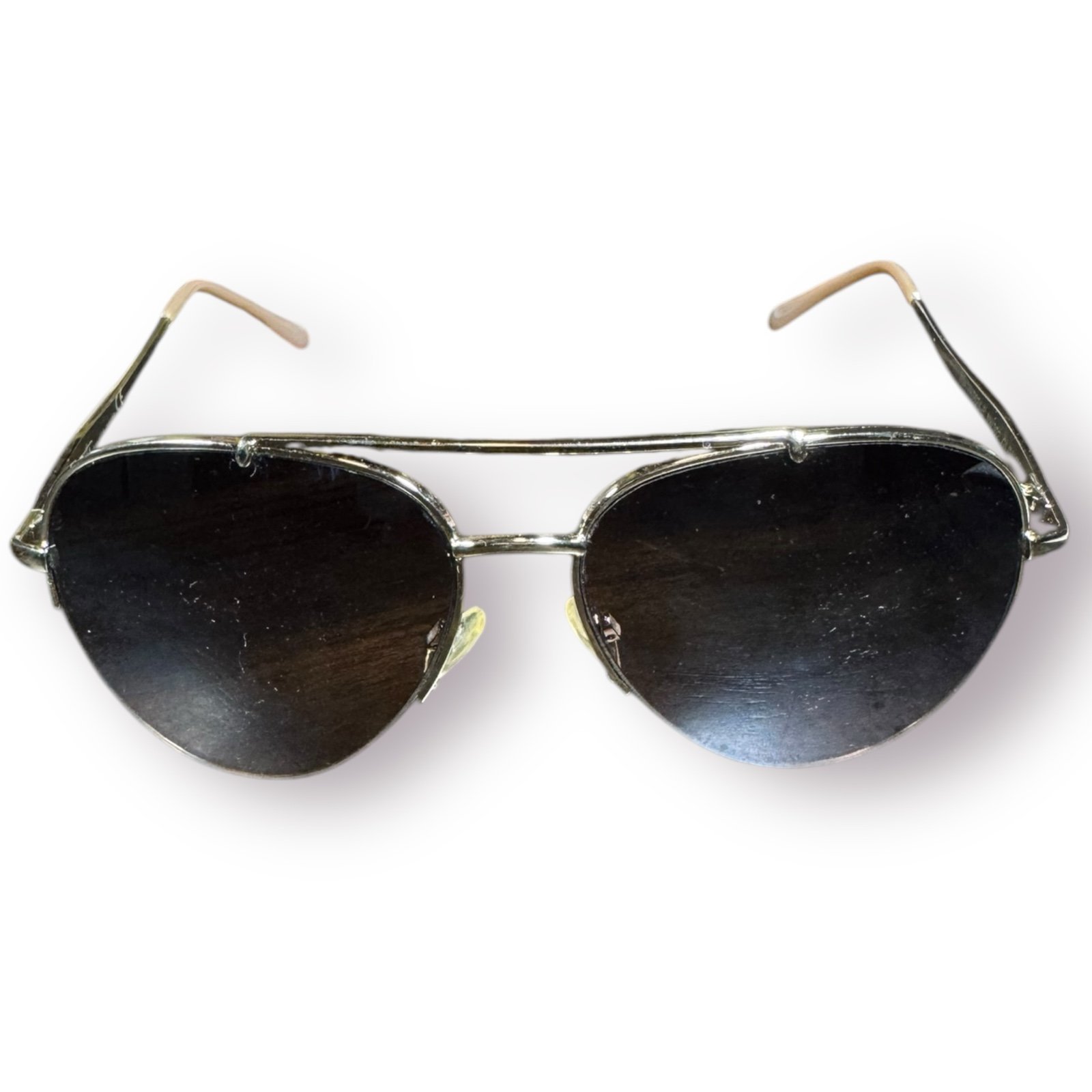 Nanette Lepore Aviator Sunglasses Gold Glitter/Beige Frames