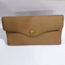 Didier Lamarthe Tan Color Textured Leather Trifold Long Snappy Wallet 7.5 x 4.5