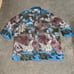 Citron Santa Monica Asian Floral Mandarin Notch Collar Silk Kimono Blouse 3X