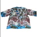 Citron Santa Monica Asian Floral Mandarin Notch Collar Silk Kimono Blouse 3X