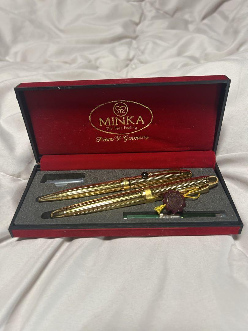Rare MINKA discontinued item fountain pen and ballpoint pen set with box.