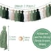 Tassel Wood Bead Garland Wall Hanging 24 Inches Green