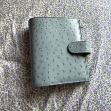 Gillio Firenze Leather A6 Compagna Ring Planner Binder Cookie Monster Blue