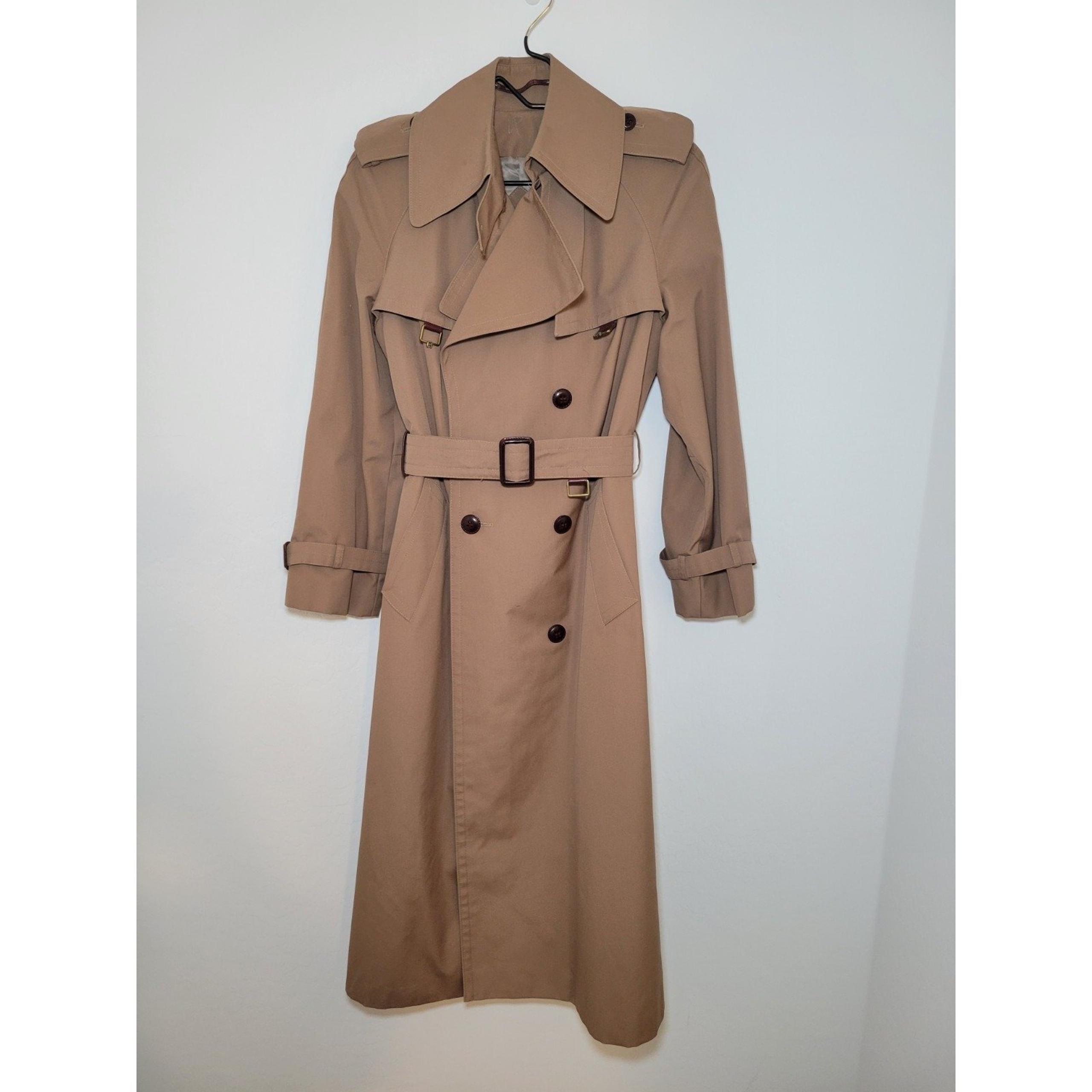 Vintage Etienne Aigner Trench Coat Women's Sz 12 Double Breasted Belted Tan