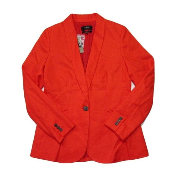 NWT J.Crew Parke Blazer in Brilliant Sunset Stretch Linen Single Button Jacket 0