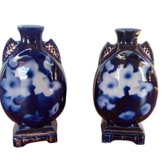 Antique English Ceramic Vases Pair