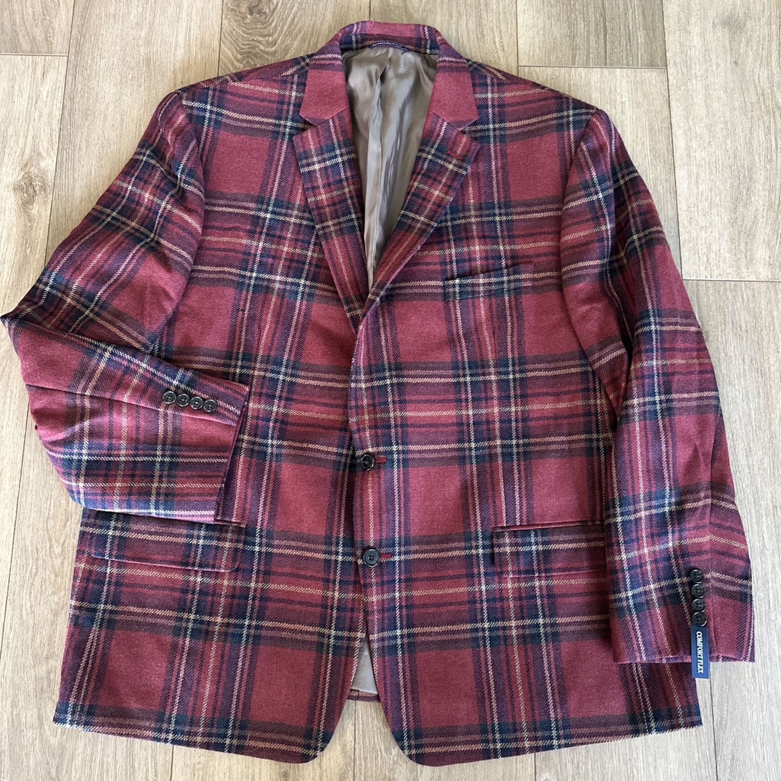 Lauren Ralph Lauren Sport Coat Mens Size 50R Red Tartan Plaid Wool Blazer