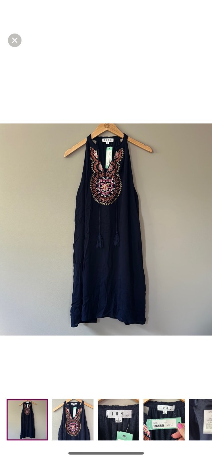 THML Roonie Embroidered Dress Sz L NWT