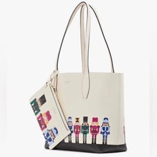 kate spade Oh What Fun Nutcracker Small Tote, Meringue Multi NWT