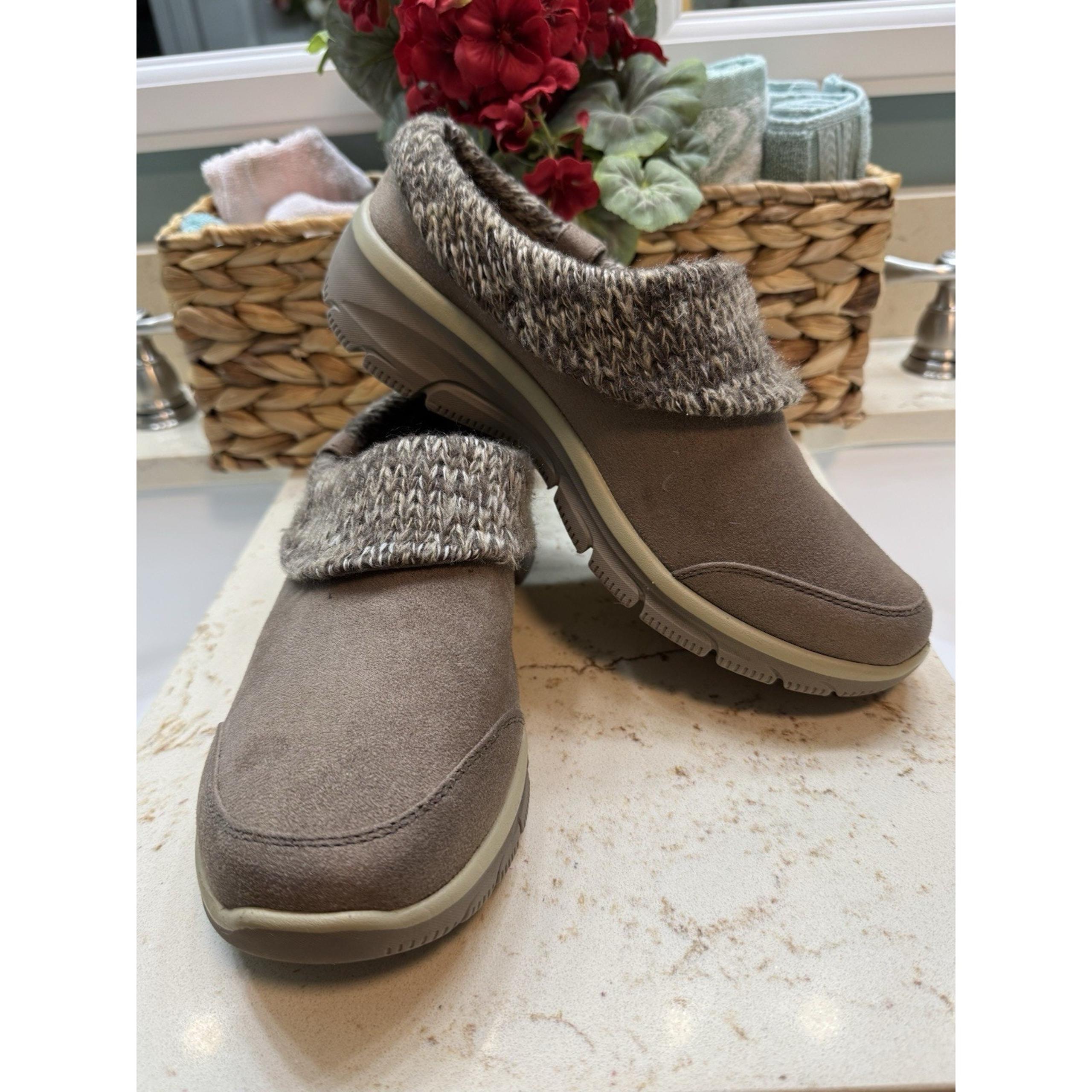 Skechers Air Cooled Memory Foam Womens 9.5M Textile Faux Fur Brown Comfort Shoe