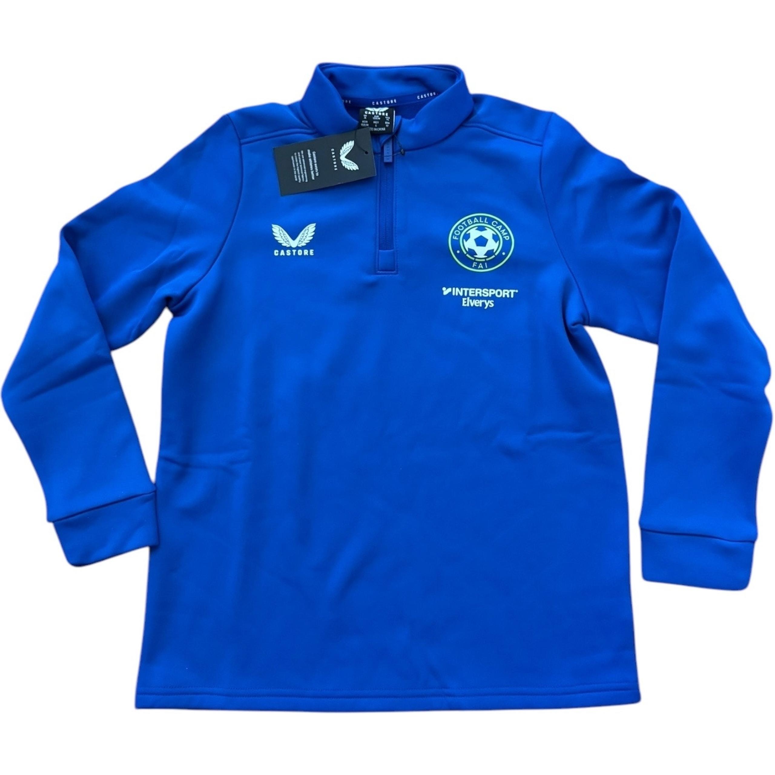 NWT Castore Intersport Elverys FAI Football Camp blue long sleeve 1/4 zip Large