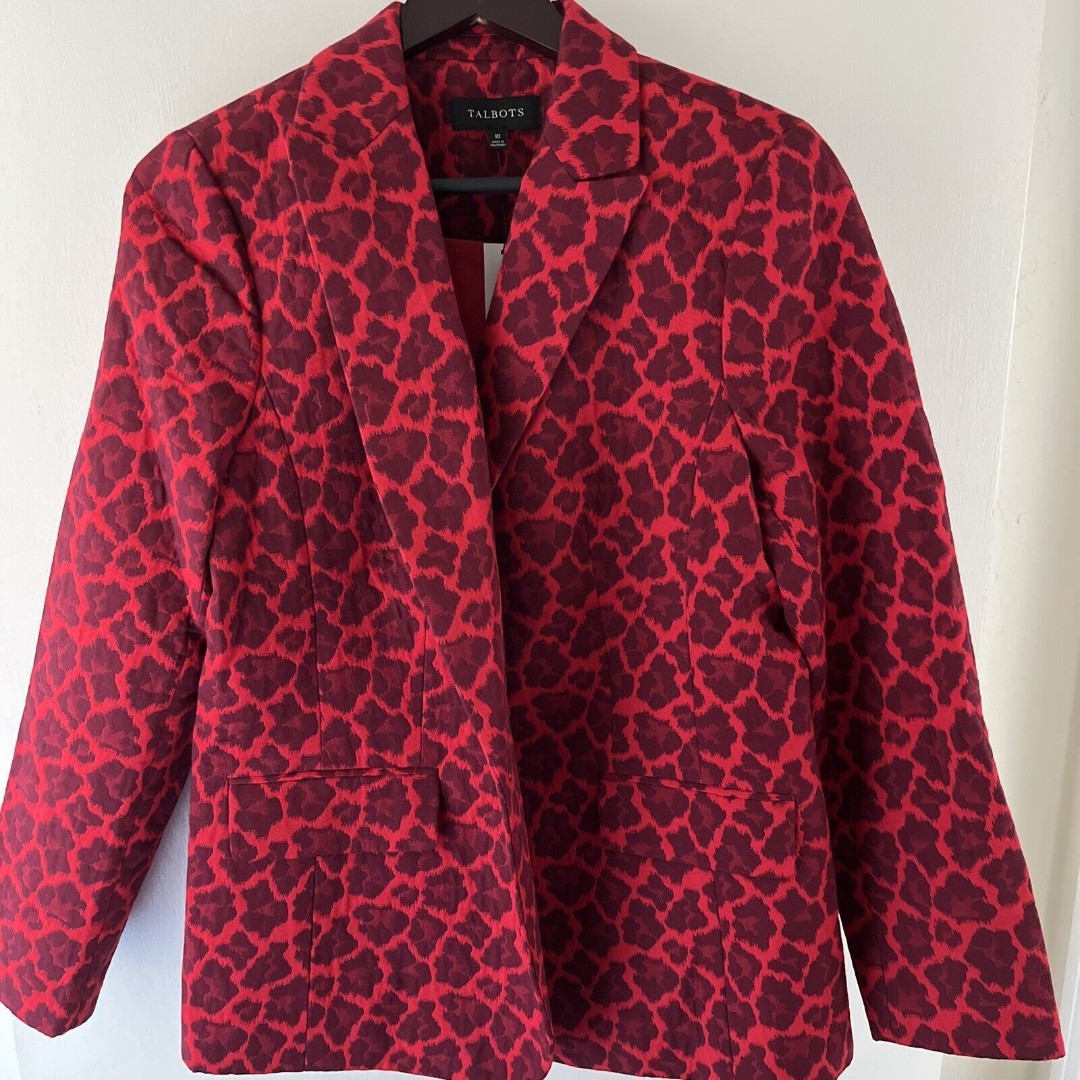 Talbots Pink and Purple Giraffe Print Jacket 10 NWT